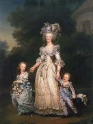 Adolf-Ulrik Wertmuller Queen Mary Antoinette with sina tva baby in Triangle park oil on canvas